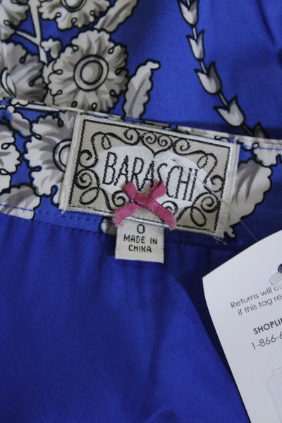 Baraschi Womens Ornate Floral Knee Length Pencil Skirt Blue Gray Size 0