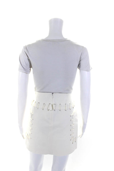 10 Crosby Derek Lam Womens Laced Twill Mini Skirt With Pockets White Size 4