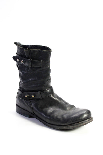 Rag & Bone Womens Slip On Block Heel Round Toe Boots Black Leather Size 39