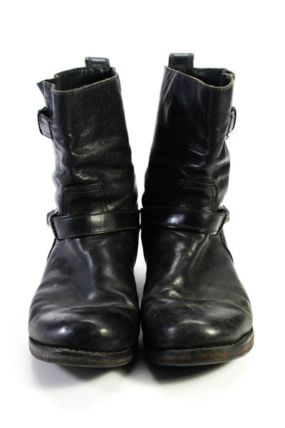Rag & Bone Womens Slip On Block Heel Round Toe Boots Black Leather Size 39