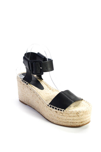 Vince Womens Wedge Heel Platform Ankle Strap Espadrilles Sandals Black Size 9M