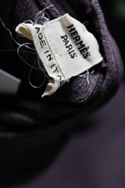 Hermes Womens V Neck Ribbed Knit Stretch Tank Top Mauve Cotton Size FR 42
