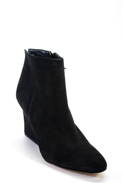 Sam Edelman Women's Pointed Toe Suede Wedge Heels Ankle Boot Black Size 8