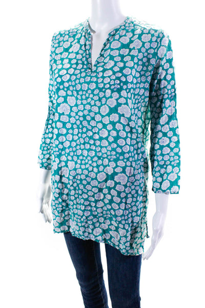 Roberta Roller Rabbit Women's Round Neck Long Sleeve Floral Tunic Blouse Size S