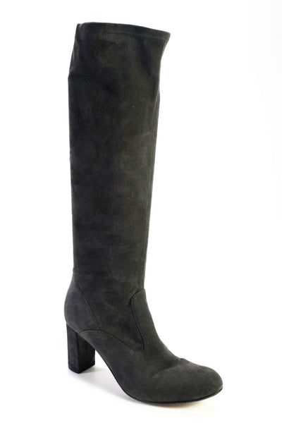 Valentino Garavani Womens Suede Pull On Knee High Boots Gray Size 7.5US 37.5EU