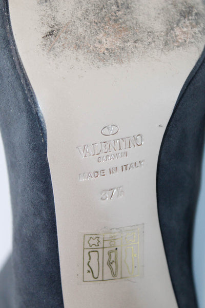 Valentino Garavani Womens Suede Pull On Knee High Boots Gray Size 7.5US 37.5EU