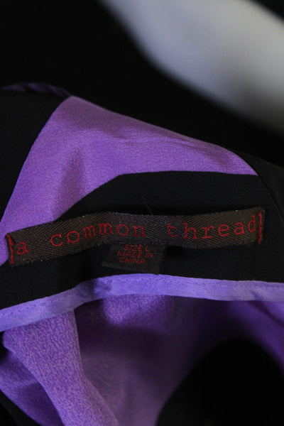A Common Thread Womens Silk V Neck Tank Top Black Purple Size Large