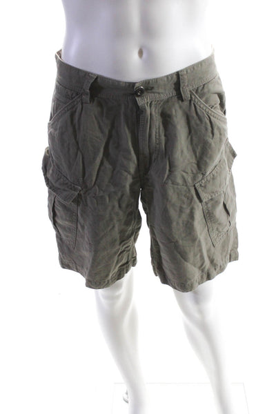 Elie Tahari Mens Mid Rise Cargo Shorts Gray Cotton Size 32