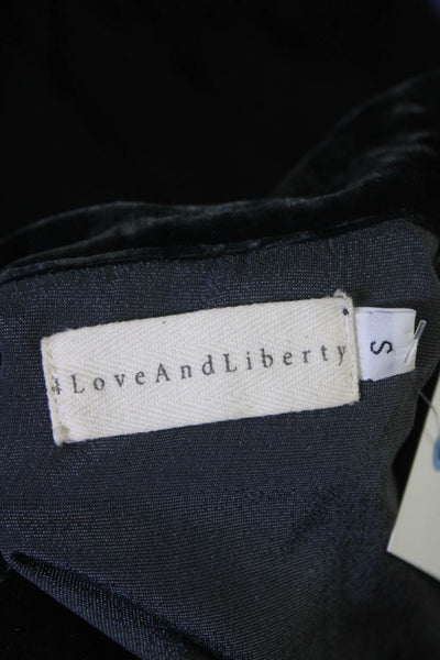 4 Love And Liberty Womens Velvet Long Sleeved Buttoned Jacket Blue Gray Size S