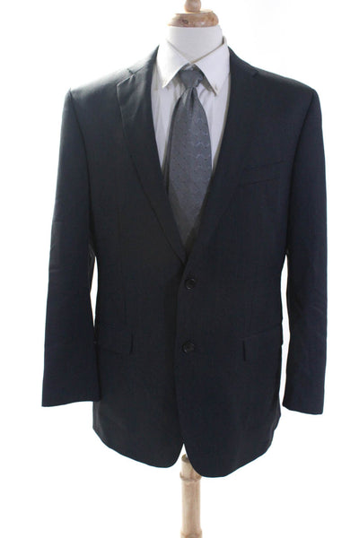 DKNY Mens Two Button Blazer Jacket Gray Wool Size 44 Long