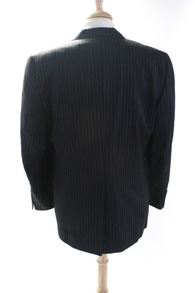 Jack Victor Mens Striped Two Button Lyon Blazer Black Wool Size 42