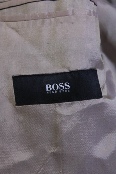 Boss Hugo Boss Mens Striped Three Button Blazer Black Wool Size 44 Long