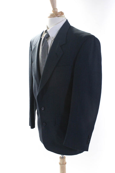 Austin Reed Mens Striped Two Button Blazer Navy Blue Wool Size 40 Regular