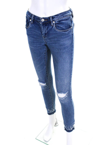BLANKNYC Womens The Reade Skinny Leg Crop Jeans Blue Cotton Size 26