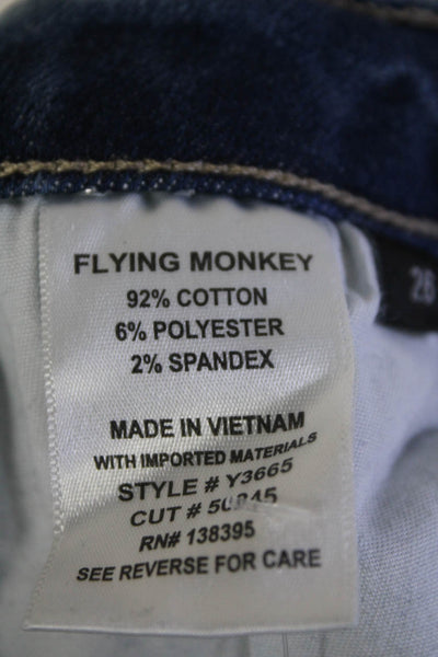 Flying Monkey Womens Raw Hem Skinny Leg Jeans Blue Cotton Size 26
