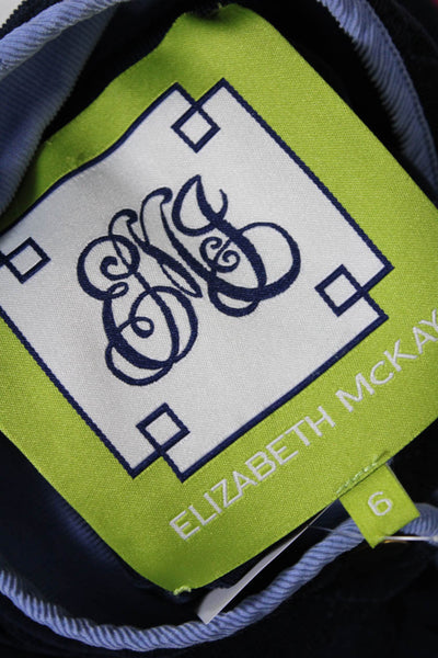 Elizabeth McKay Womens Button Front Corduroy Quilted Vest Jacket Navy Size 6