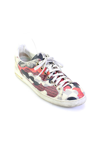 Louis Vuitton Womens Azur Damier Overcloud Low Top Sneakers White Red Size 38.5
