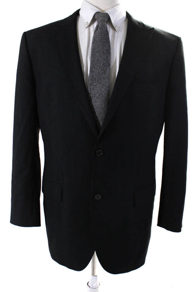 Boss Hugo Boss Mens Black Wool Pinstriped Long Sleeve Blazer Jacket Size 44R