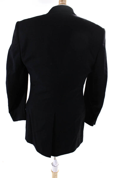 Roundtree & Yorke Mens Navy Blue Wool Two Button Long Sleeve Blazer Size 38R