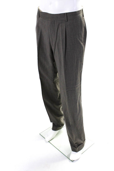 Boss Hugo Boss Mens Brown Wool Three Button Blazer Pants Suit Set Size 40L