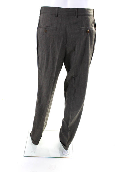 Boss Hugo Boss Mens Brown Wool Three Button Blazer Pants Suit Set Size 40L