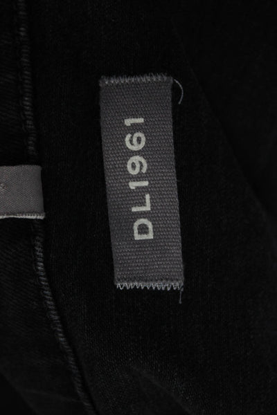 DL 1961 Mens Cotton Collared Darted Button Long Sleeve Denim Jacket Black Size M