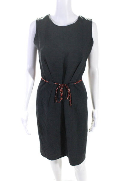 Calvin Klein Womens Back Zip Sleeveless Crew Neck Sheath Dress Gray Size 4