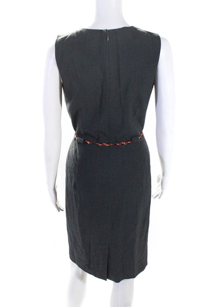 Calvin Klein Womens Back Zip Sleeveless Crew Neck Sheath Dress Gray Size 4