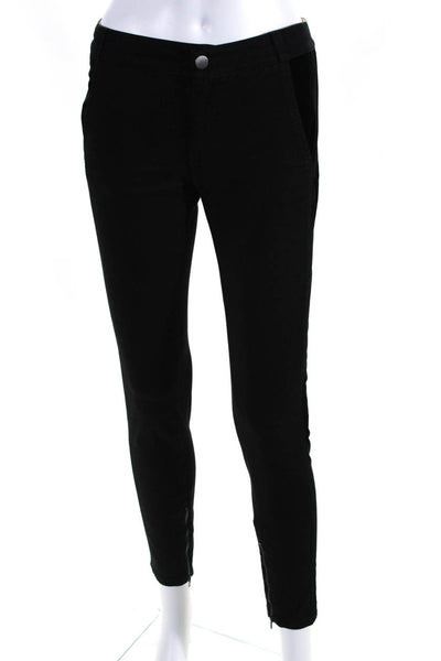 Stella McCartney Womens Mid Rise Denim Velvet Skinny Leg Pants Black Size 26