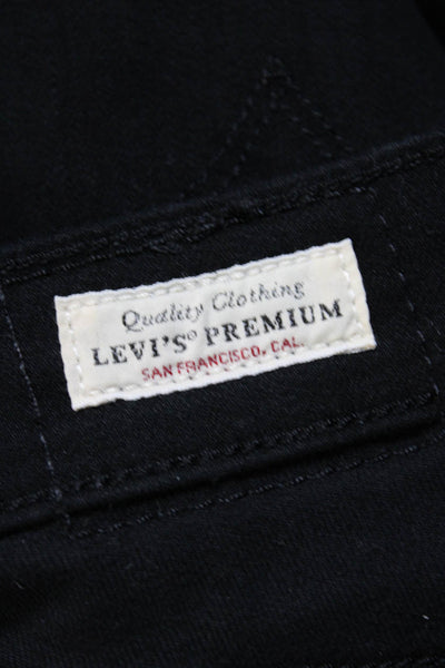 Levi's Womens Solid Black High Rise Distress Straight Leg Jeans Size 25