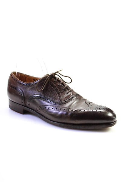 Bullock and Jones Mens Leather Cutout Low Lace-Up Oxford Shoes Brown Size 12