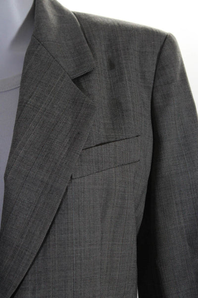 Burberry Women's Wool One Button Lined Blazer Jacket Gray Size 8