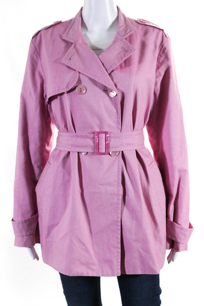 Agnona Women's Cotton Double Breasted Lined Trench Jacket Pink Size 46