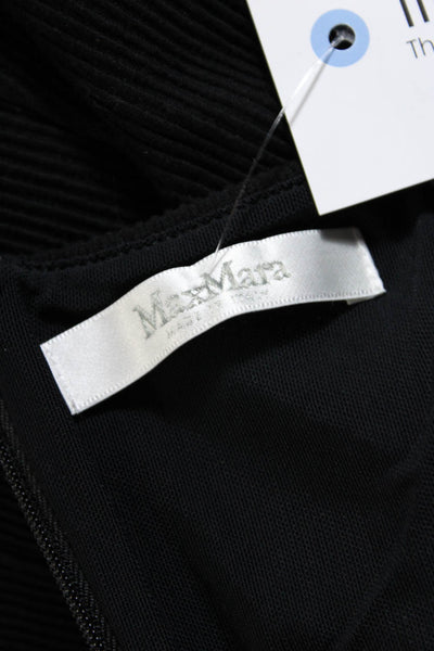Max Mara Womens Ribbed Scoop Neck Sleeveless Midi Sheath Dress Black Size 2