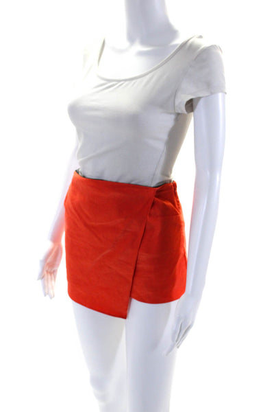 Veronica Beard Women's Zip Closure Wrap Micro Mini Skirt Orange Size 4