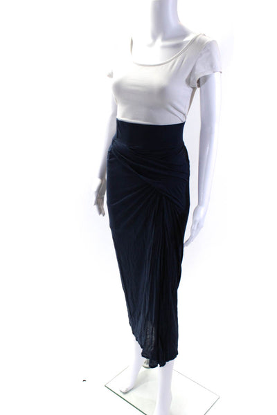 Helmut Lang Women's High Waist Bodycon Cinch Maxi Skirt Navy Blue Size S