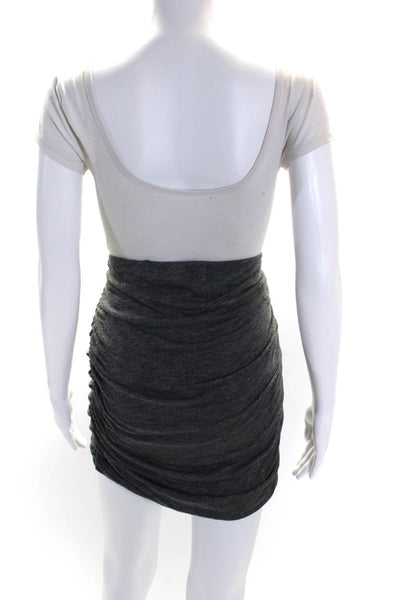 IRO Women's Elastic Waist Cinch Bodycon Unlined Mini Skirt Gray Size M