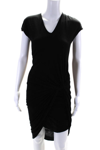 Helmut Lang Women's V-Neck Sleeveless Cinch Bodycon Midi Dress Black Size S