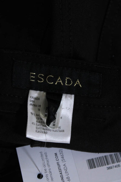 Escada Womens Denim Cotton High Rise Wide Leg Ankle Jeans Pants Black Size 44