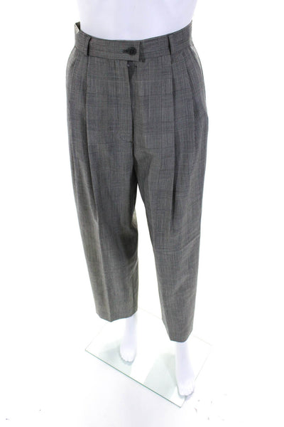 ICB Womens Houndstooth Plaid Pleated Front High Rise Wide Leg Pants Gray Size 2