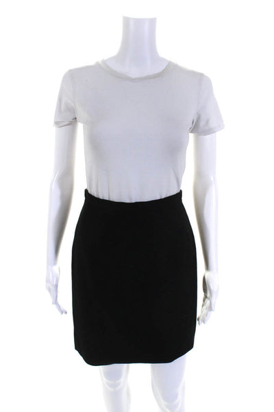 Giorgio Armani Le Collezioni Womens Wool Pleated Slit Pencil Skirt Black Size 4
