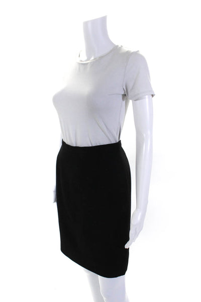 Giorgio Armani Le Collezioni Womens Wool Pleated Slit Pencil Skirt Black Size 4