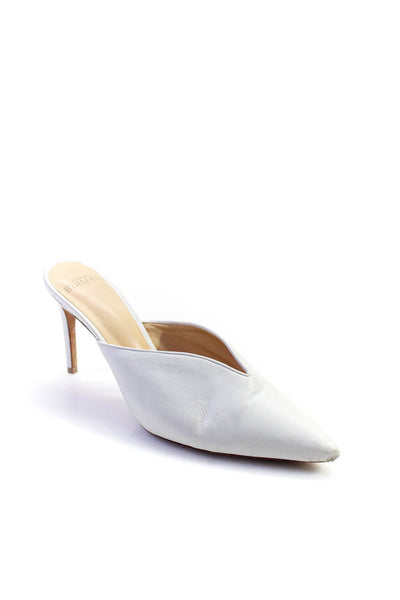 Alexandre Birman Womens Pointed Toe Stiletto Mules Pumps White Leather Size 38 8