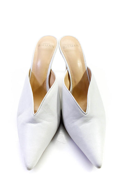 Alexandre Birman Womens Pointed Toe Stiletto Mules Pumps White Leather Size 38 8