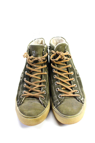 Leather Crown Womens High Top Suede Athletic Sneakers Olive Green Size 37 7