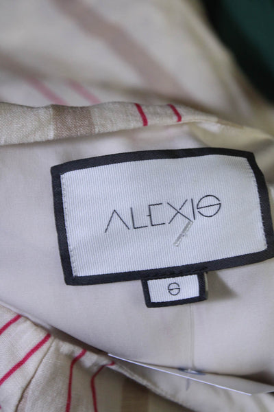 Alexis Women's Spaghetti Strap Rope Belt Flare Beige Stripe Mini Dress Size S