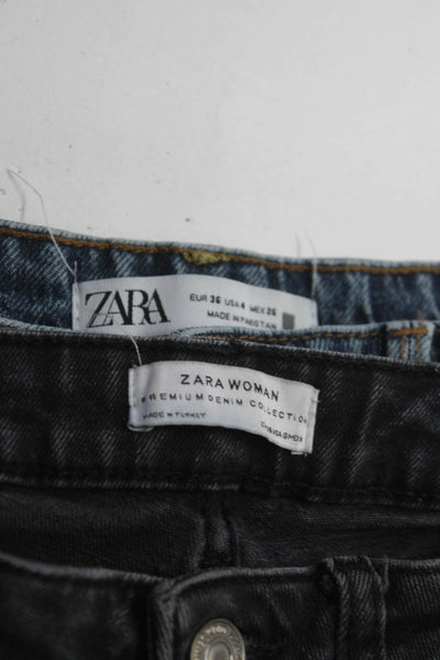 Zara Women's High Waist Medium Straight Leg Five Pockets Denim Pant Size 4 Lot 2