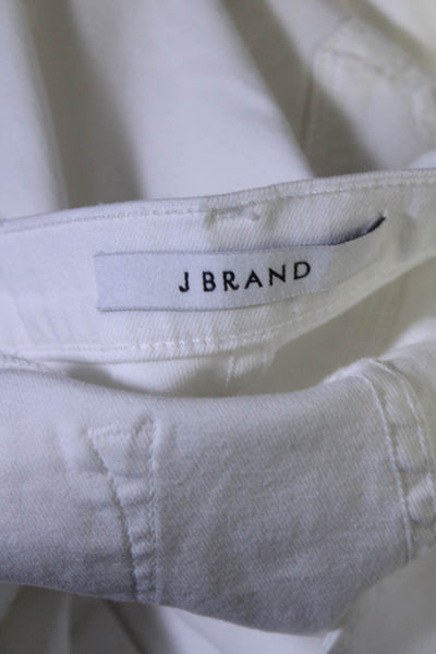 J Brand Womens Cotton Distress Buttoned Tapered Jeans White Size EUR32