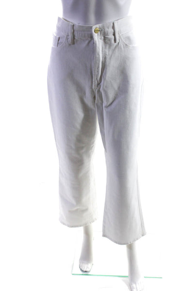 Frame Womens Cotton Buttoned Zippered 5-Pocket Bootcut Jeans White Size EUR32