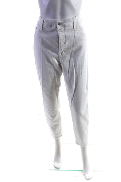 J Brand Womens Cotton Full Buttoned Tapered Straight Leg Pants White Size EUR32